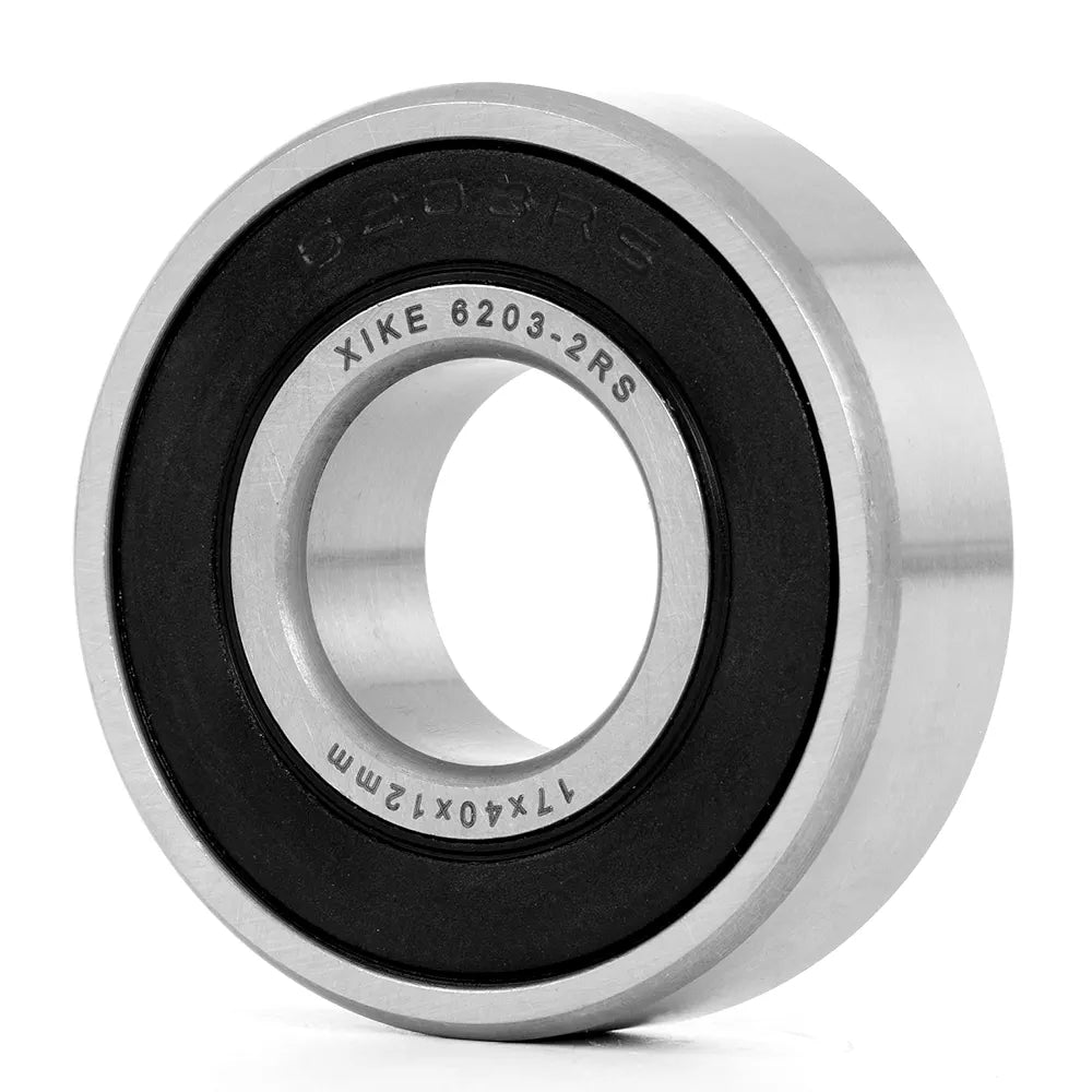 XiKe 6203-2RS Double Sealed Deep Groove Ball Bearings, 17x40x12mm, Pre-Lubricated for High RPM, Chrome Steel P6, ABEC 3