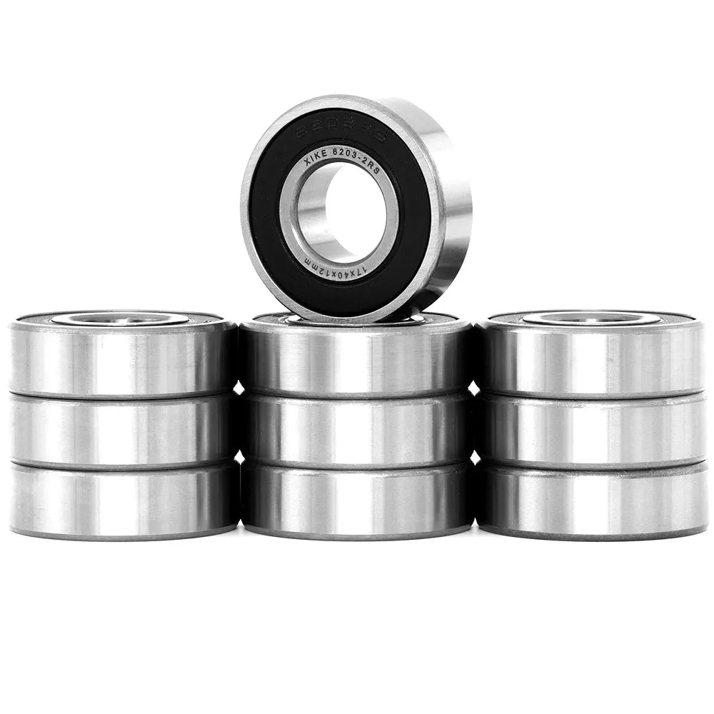 XiKe  6203-2RS Double Sealed Deep Groove Ball Bearings, 17x40x12mm, Pre-Lubricated for High RPM, Chrome Steel P6, ABEC 3